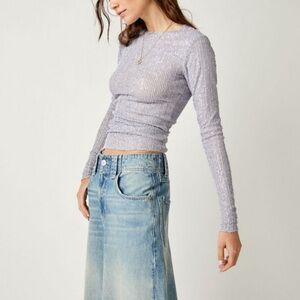 Free People Sequin Long Sleeve Top